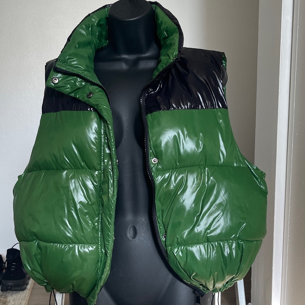 Green and Black Puffer Vest